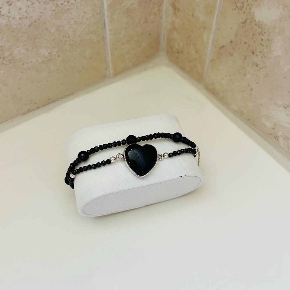 Natural Black Onyx 2 Bracelets - Picture 3 of 9